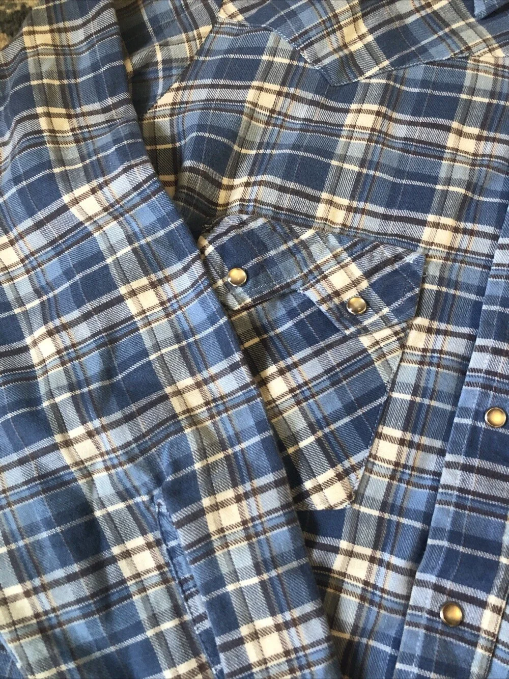 Vintage Levi's Shirt Mens Medium Western Pearl Snap Plaid Cowboy USA Sawtooth